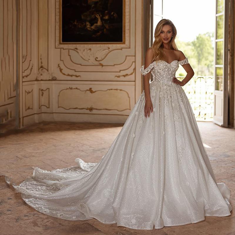 Modern wedding gown with a sleek silhouette