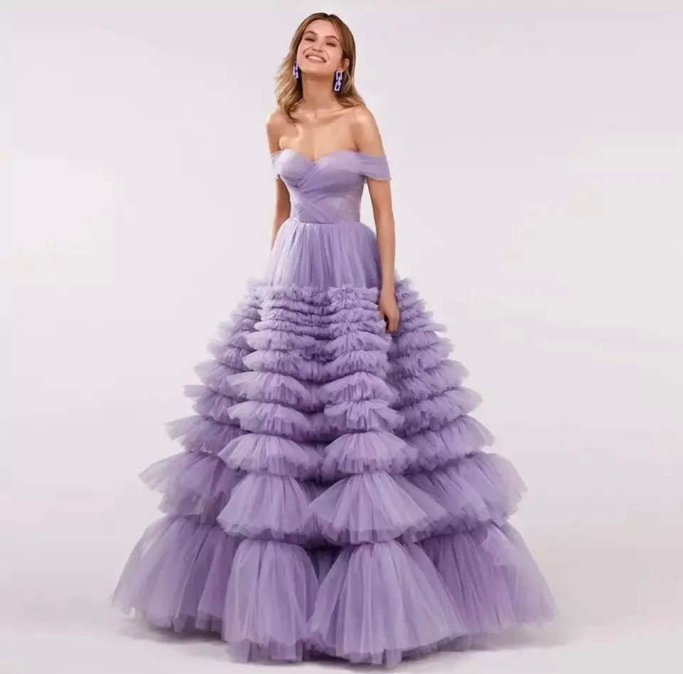 Elegant evening gown with a flowing skirt